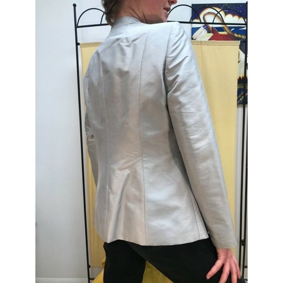 Lafayette 148 Y 12 100% Silk Silver Blazer - Picture 5 of 11